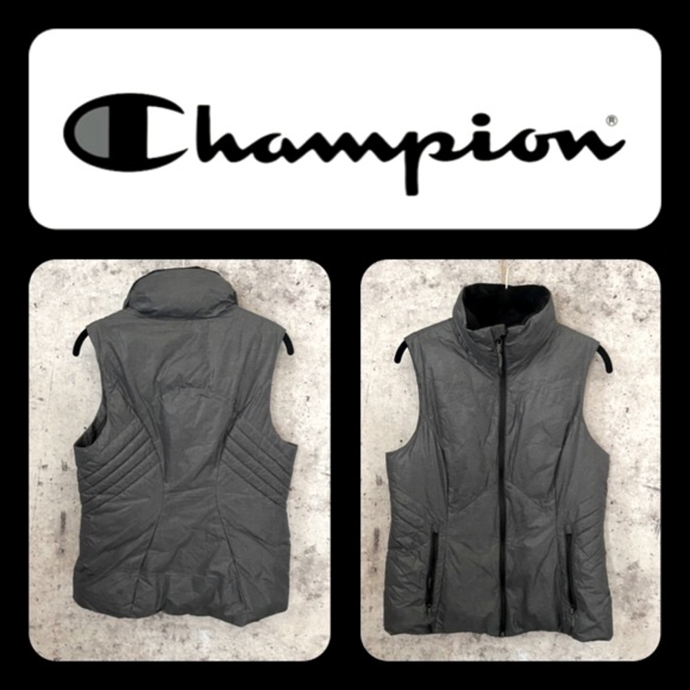 EUC CHAMPION Graphite Grey Puffer Vest w/ Zip-Front Pockets-M